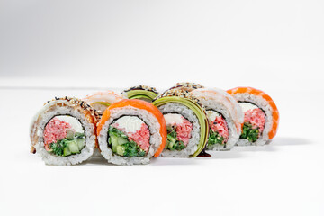 Sushi roll rainbow.