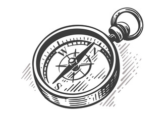 Vintage compass sketch engraving vector illustration.