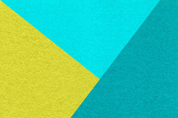 Texture of craft cyan, turquoise and green shade color paper background, macro. Vintage abstract...