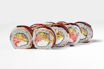 Roll with eel and crab meat.