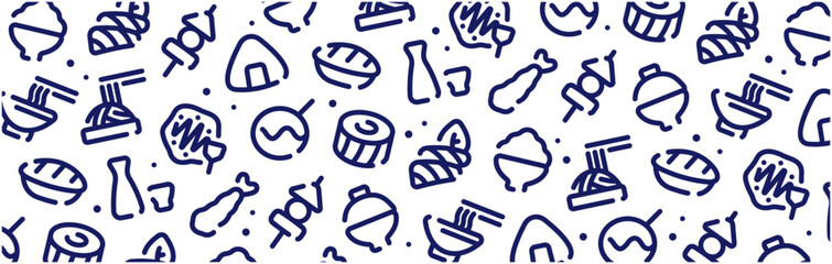 Fototapeta premium Japanese food icon pattern background wide banner