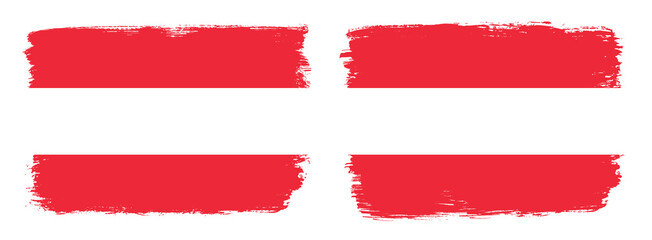 A set of two vector brush flags of Austria with abstract shape brush stroke effect