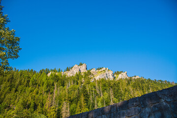 A view of the Tatra Mountains, the Nosal peak. The concept of travel in the high Tatras mountains,...