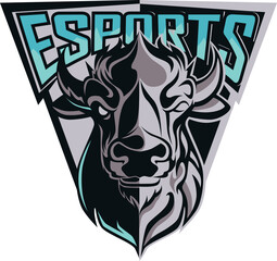 Vector illustration of bison head logo mascot sports gaming 