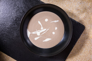 A plate of cream soup