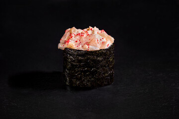 Roll with seafood with tobiko caviar