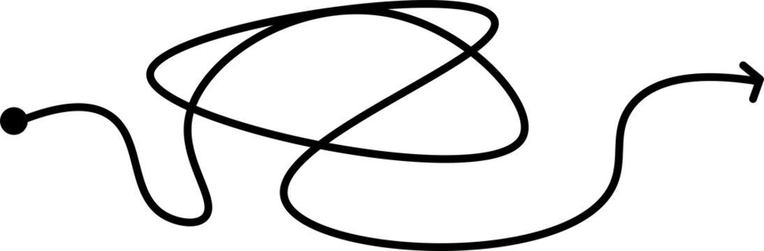 Easy and Complex solution illustration. Chaos , problem solved .Hand drawn doodle and scribble of chaos lines