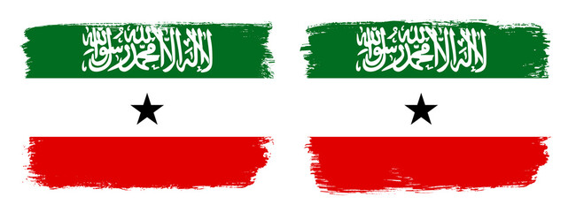 A set of two vector brush flags of Somaliland with abstract shape brush stroke effect