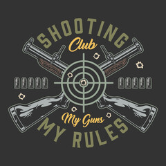 Shooting guns logotype colorful vintage