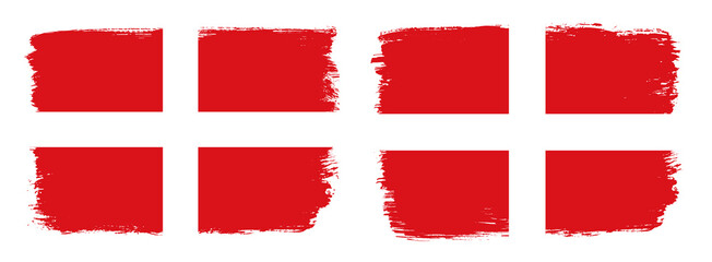 A set of two vector brush flags of Sovereign Military Order of Malta with abstract shape brush stroke effect