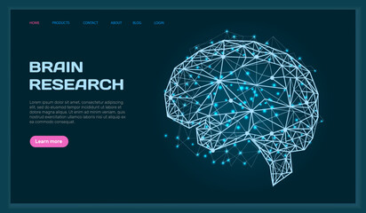 Polygonal human brain made of lines and dots. Medical research of internal organs, innovative technology in medicine concept. Organ of human central nervous system. Brain modern 3D volumetric image