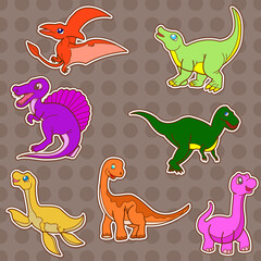 dinosaur sticker.doodle vector illustration