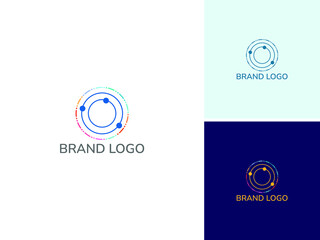 ILLUSTRATION ABSTRACT CIRCLE TECH WITH DOT CONNECTION SIMPLE LOGO ICON DESIGN VECTOR