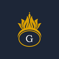 Letter G Crown Logo. Crown Logo on Letter G Vector Template Design.