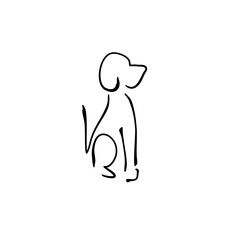 NICE DOG PET ICON BLACK AND WHITE DRAWING