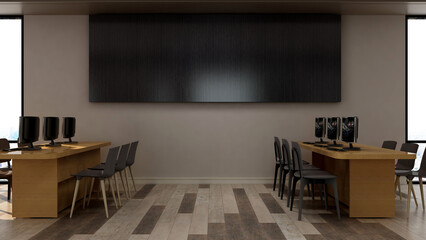 blank wall in office room for company logo mockup