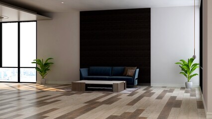 office wooden lobby waiting room for company wall logo mockup