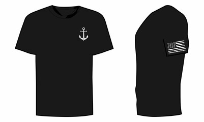 Naklejka premium USA Flag Navy Anchor T Shirt Design