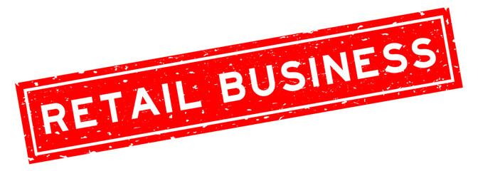 Grunge red retail business word square rubber seal stamp on white background
