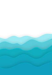 blue sea vector background, paper cut style with white text space, illustration presentation, brochure, flyer ,cover and poster template