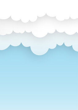 blue aky and cloud vector background, paper cut style with text space, illustration presentation, brochure, flyer ,cover and poster template