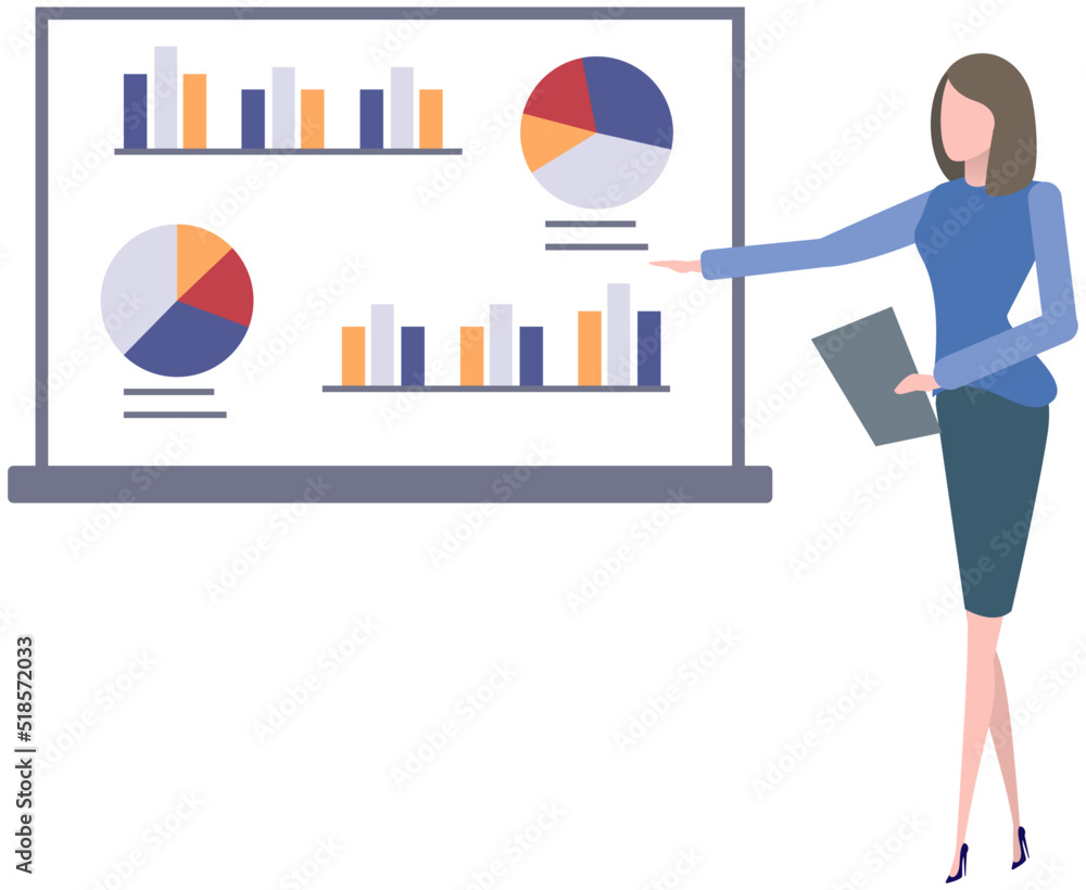 Poster data analysis research statistics concept. work with statistics, strategy, business development. fem