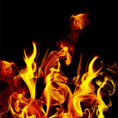 Blazing Fire Flames Illustration with Black Background