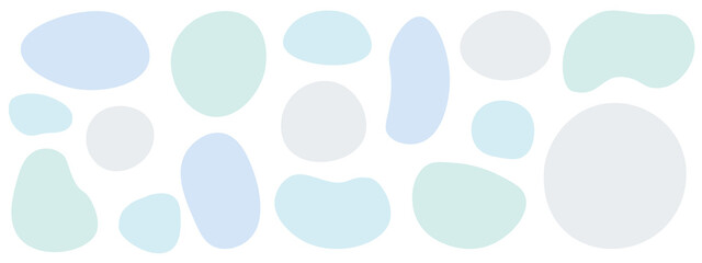 抽象的な形　曲線　シェイプ　変形　素材　セット　ブルー　寒色	