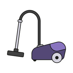 Flat icon vacuum cleaner isolated on white background. Vector illustration with editable stroke line.