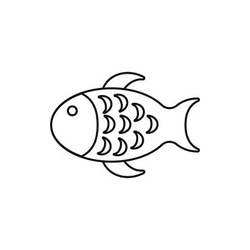 Line icon fish isolated on white background. Vector illustration.