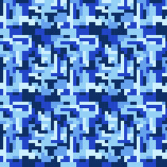 Military camouflage seamless pattern, blue color. Vector illustration