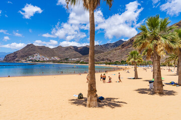 Santa Cruz, Tenerife, June 24, 2022. Playa de las Teresitas in Santa Cruz de Tenerife, Canary Islands.