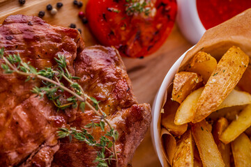 Grilled pork steak