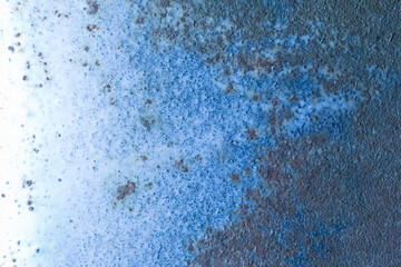 Blue and white paint abstract design of snowy cold mountains of the wall metal background steel texture pattern