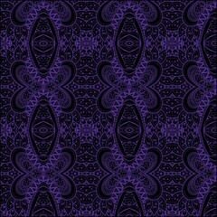 Seamless abstract black and purple tribal pattern