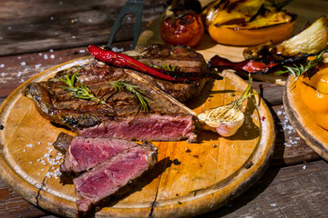 Pieces of beef on the bone