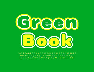 Naklejka premium Vector modern Logo Green Book. Bright Colorful Font. Artistic Alphabet Letters, Numbers and Symbols