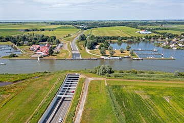 Aerial from aquaduct Galamadammen at Koudum in Friesland the Netherlands