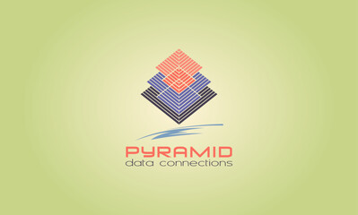 abstract pyramid concept design data connections logo
