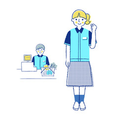 コンビニの店員とレジ係