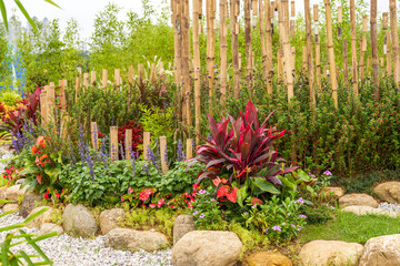 Landscape design of flowers and plants for modern flower gardens