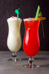 Strawberry lemonade with vanilla milkshake on the bar