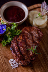 Grilled pork steak