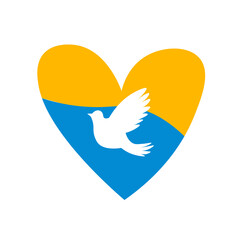 Love shape ukranian flag Dove illustration