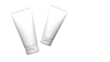 Tube Cosmetic cream lotion packaging with blank space 3D illustration rendering object for mockup