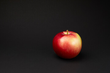 Red nature apple isolated on black background.