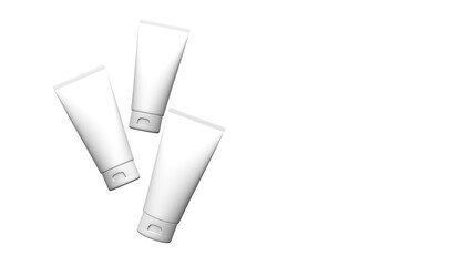 Tube Cosmetic cream lotion packaging with blank space 3D illustration rendering object for mockup