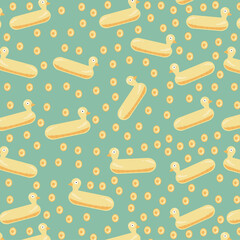 Seamless pattern with Duck (rubber ring)