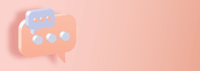 empty 3d speech bubbles on blue background, copy space