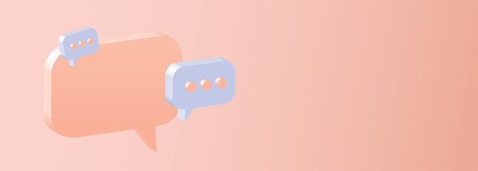 empty 3d speech bubbles on blue background, copy space